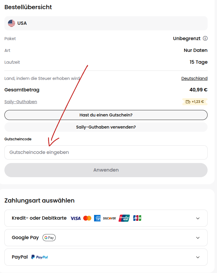 Gutscheincode einlösen
