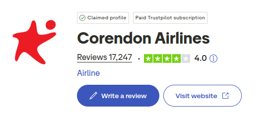 Trustpilot corendon Airlines