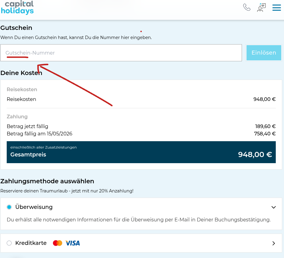 Rabattcode einlösen