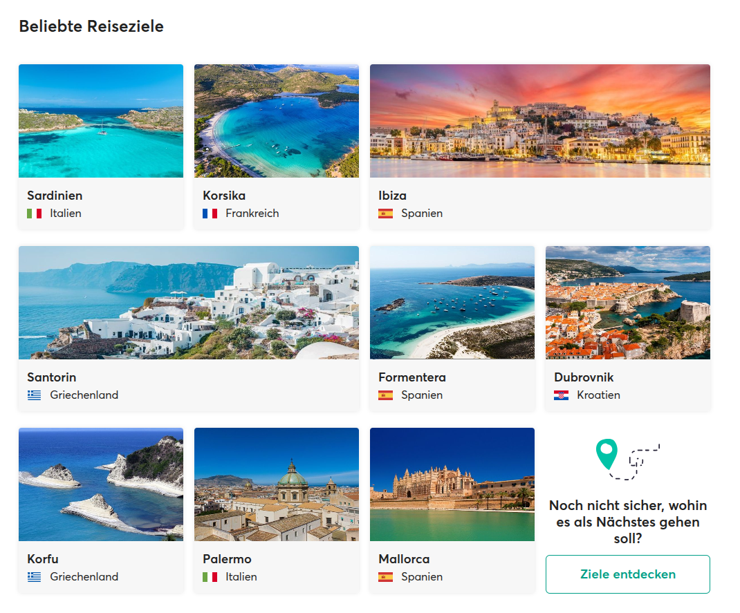 Ferryhopper eliebte Reiseziele