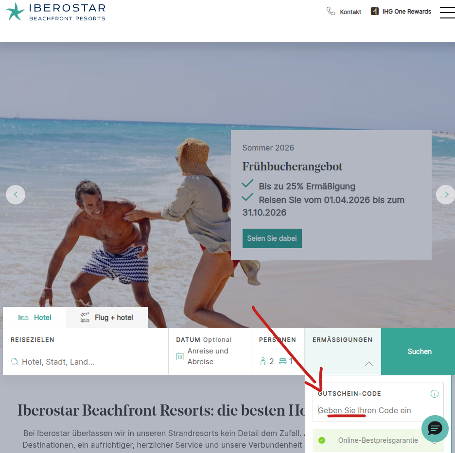 Iberostar Gutscheincode verwenden