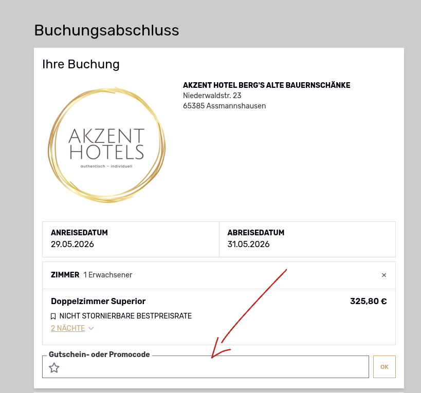 Rabattcode eingeben