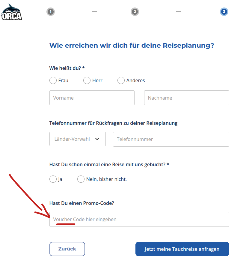 Orca Gutschein einlösen