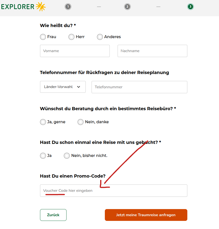 Promocode eingeben