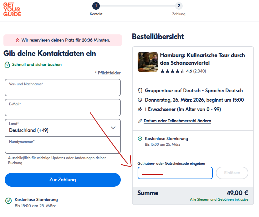 Gutscheincode einlösen