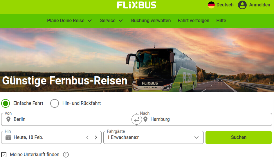 günstige Fernbus Reisen