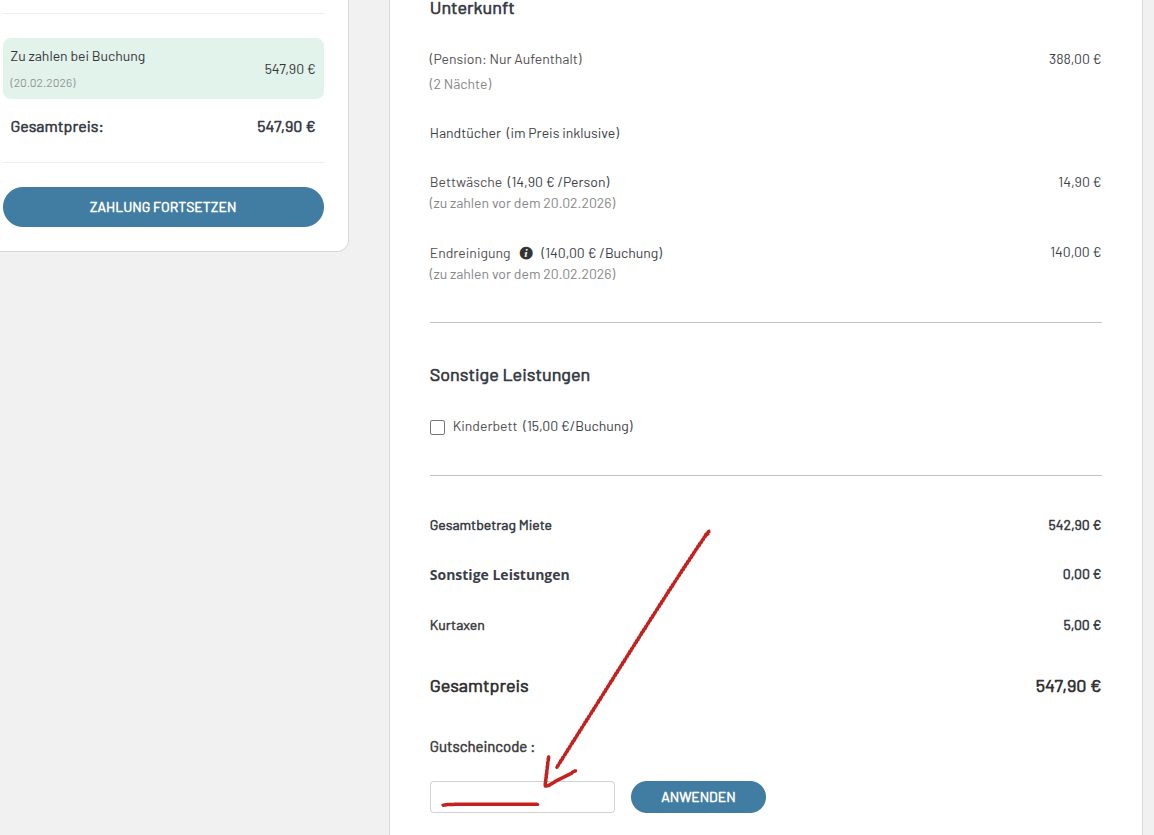 Gutscheincode bei Alpresorts eingeben