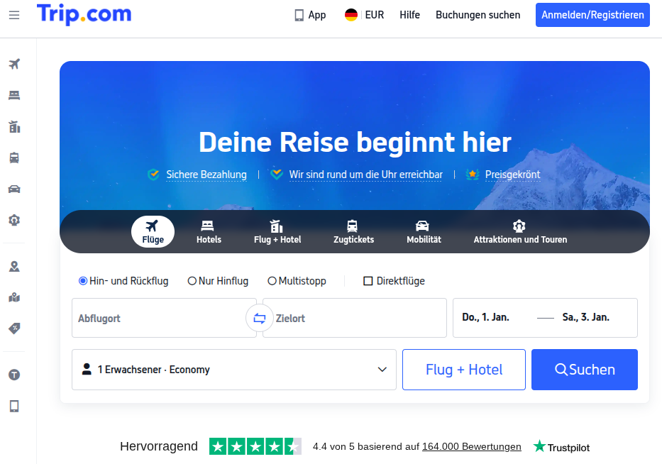 Trip.com Webseite