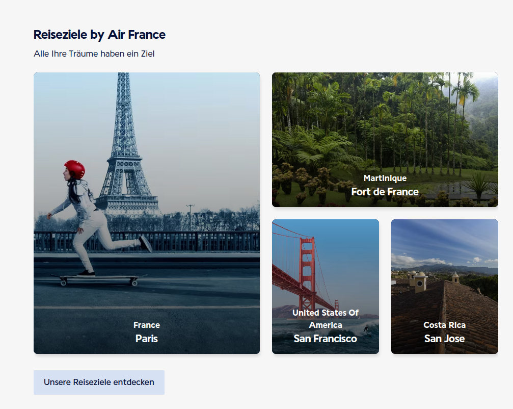 Reiseziele Airfrance